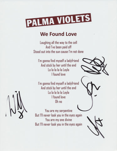 PALMA VIOLETS SIGNED WE FOUND LOVE LYRIC SHEET
