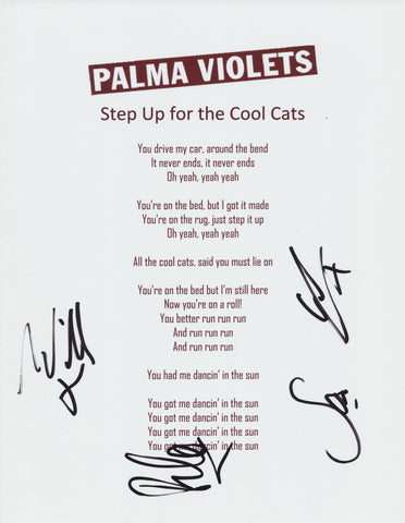 PALMA VIOLETS SIGNED STEP UP FOR THE COOL CATS LYRIC SHEET