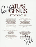 ATLAS GENIUS SIGNED STOCKHOLM LYRIC SHEET