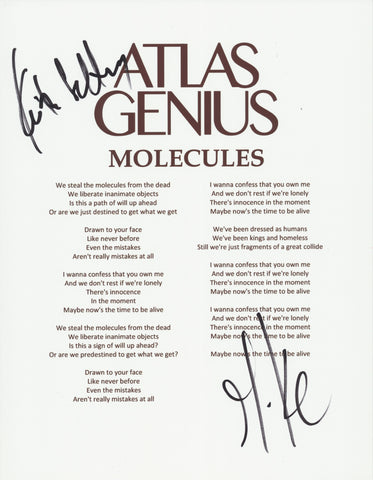 ATLAS GENIUS SIGNED MOLECULES LYRIC SHEET