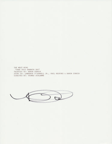 MARLEE MATLIN SIGNED THE WEST WING TAKE THIS SABBATH DAY 49 PAGE FULL SCRIPT