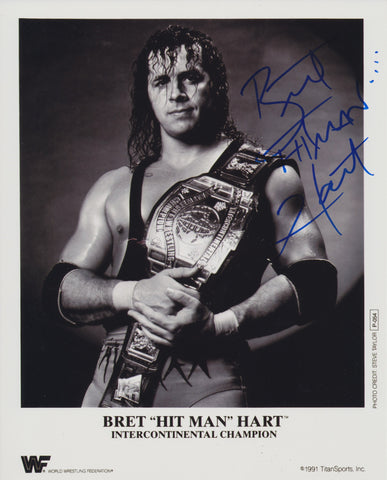 BRET THE HITMAN HART SIGNED WWE WWF 8X10 PHOTO 9