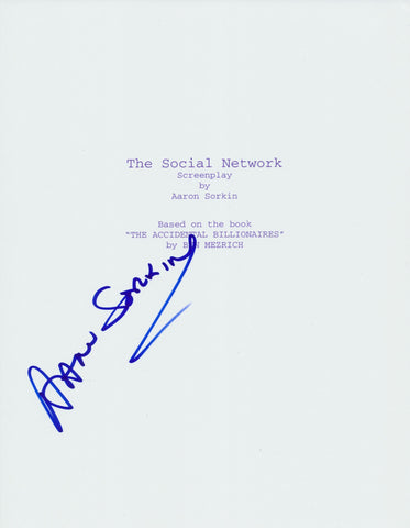AARON SORKIN SIGNED THE SOCIAL NETWORK 164 PAGE FULL SCRIPT