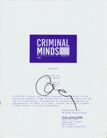 MATTHEW GREY GUBLER SIGNED CRIMINAL MINDS 'HAUNTED' 69 PAGE FULL SCRIPT