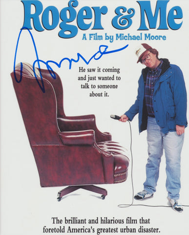 MICHAEL MOORE SIGNED ROGER & ME 8X10 PHOTO