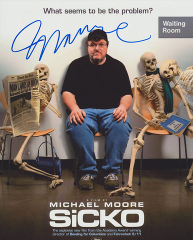 MICHAEL MOORE SIGNED SICKO 8X10 PHOTO