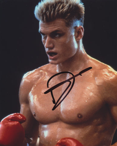 DOLPH LUNDGREN SIGNED ROCKY IV 8X10 PHOTO