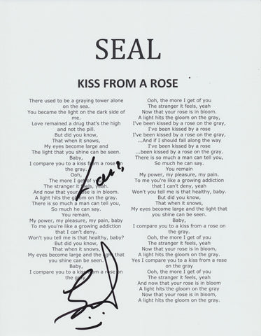 SEAL SIGNED KISS FROM A ROSE LYRIC SHEET