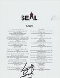 SEAL SIGNED CRAZY LYRIC SHEET