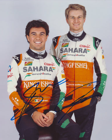 SERGIO PEREZ & NICO HULKENBERG SIGNED SAHARA FORCE INDIA F1 FORMULA 1 8X10 PHOTO 2