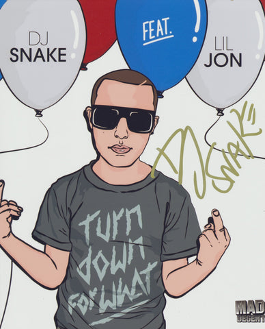 DJ SNAKE SIGNED TURN DOWN FOR WHAT 8X10 PHOTO