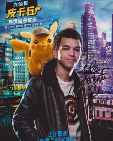 JUSTICE SMITH SIGNED DETECTIVE PIKACHU 8X10 PHOTO 6