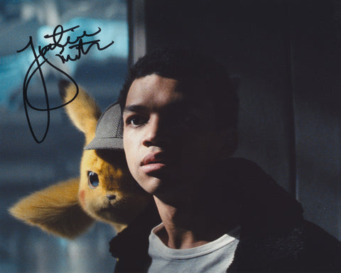 JUSTICE SMITH SIGNED DETECTIVE PIKACHU 8X10 PHOTO 8