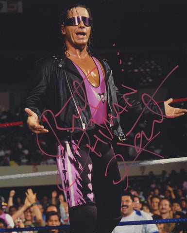 BRET THE HITMAN HART SIGNED WWE WWF 8X10 PHOTO 2