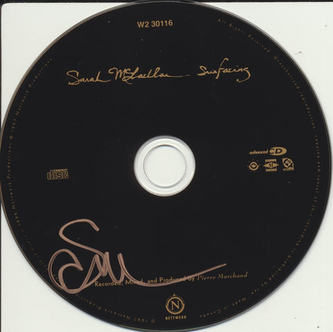 SARAH MCLACHLAN SIGNED SURFACING CD DISK