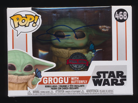 JOHN ROSENGRANT SIGNED GROGU WITH BUTTERFLY STAR WARS MANDALORIAN FUNKO POP JSA