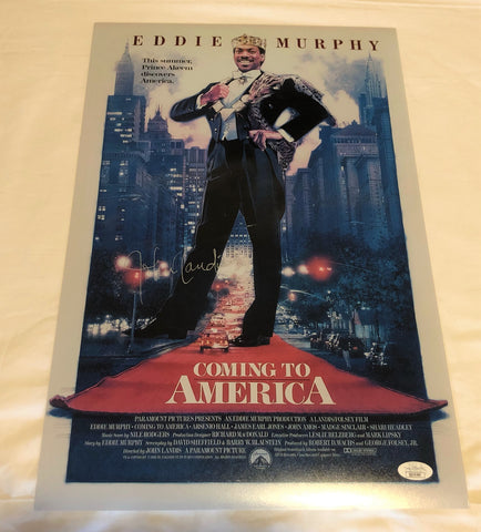 JOHN LANDIS SIGNED COMING TO AMERICA 12X18 POSTER JSA