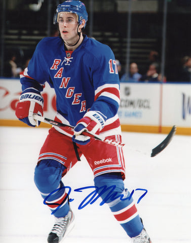 JOHN MOORE SIGNED NEW YORK RANGERS 8X10 PHOTO