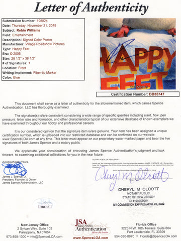 ROBIN WILLIAMS SIGNED HAPPY FEET 27X40 FULL SIZE POSTER Overtime robin-williams-signed-happy-feet-27x40-full-size-poster-overtime